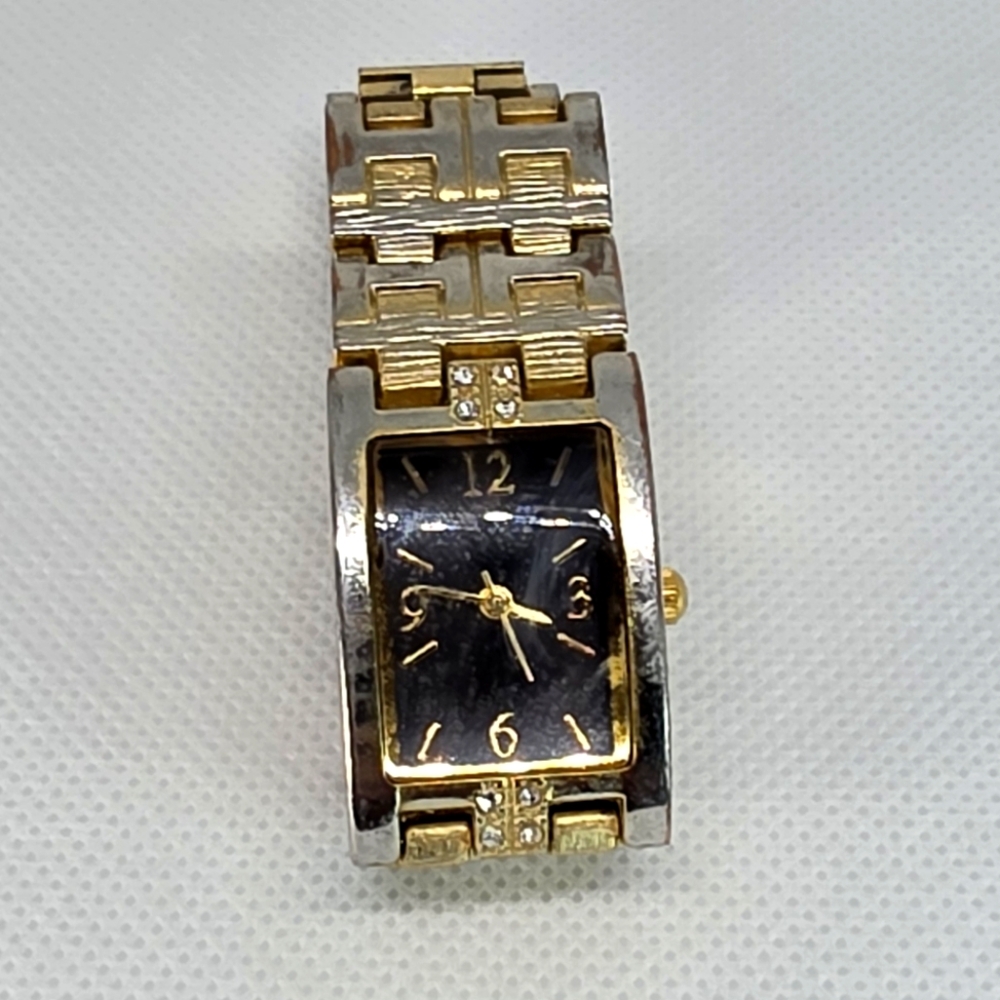 Gold and Silver Rectangular Watch
